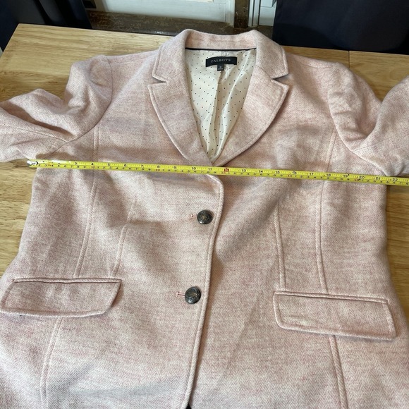 Talbots Blazer Women's 16 Pink Wool Blend 2 Button Lined Tailored Career Chevron - Picture 7 of 9